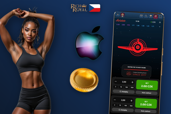 Detail panelu sázek v Aviator game Rich Royal s auto-cashout tlačítkem