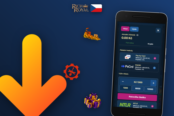Řešení neúspěšného vkladu v Rich Royal přes živý chat a kontrola notifikace v telefonu