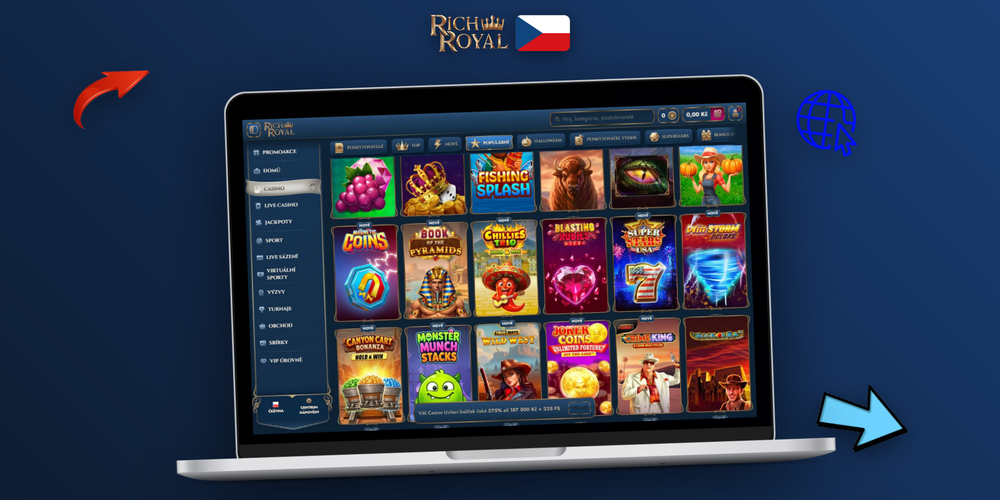 Spokojení hráči u notebooku a mobilu na Rich Royal casino online platformě