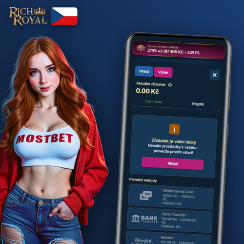 Přehled výběru výher v Rich Royal — peněženka, bankovky CZK a platební metody